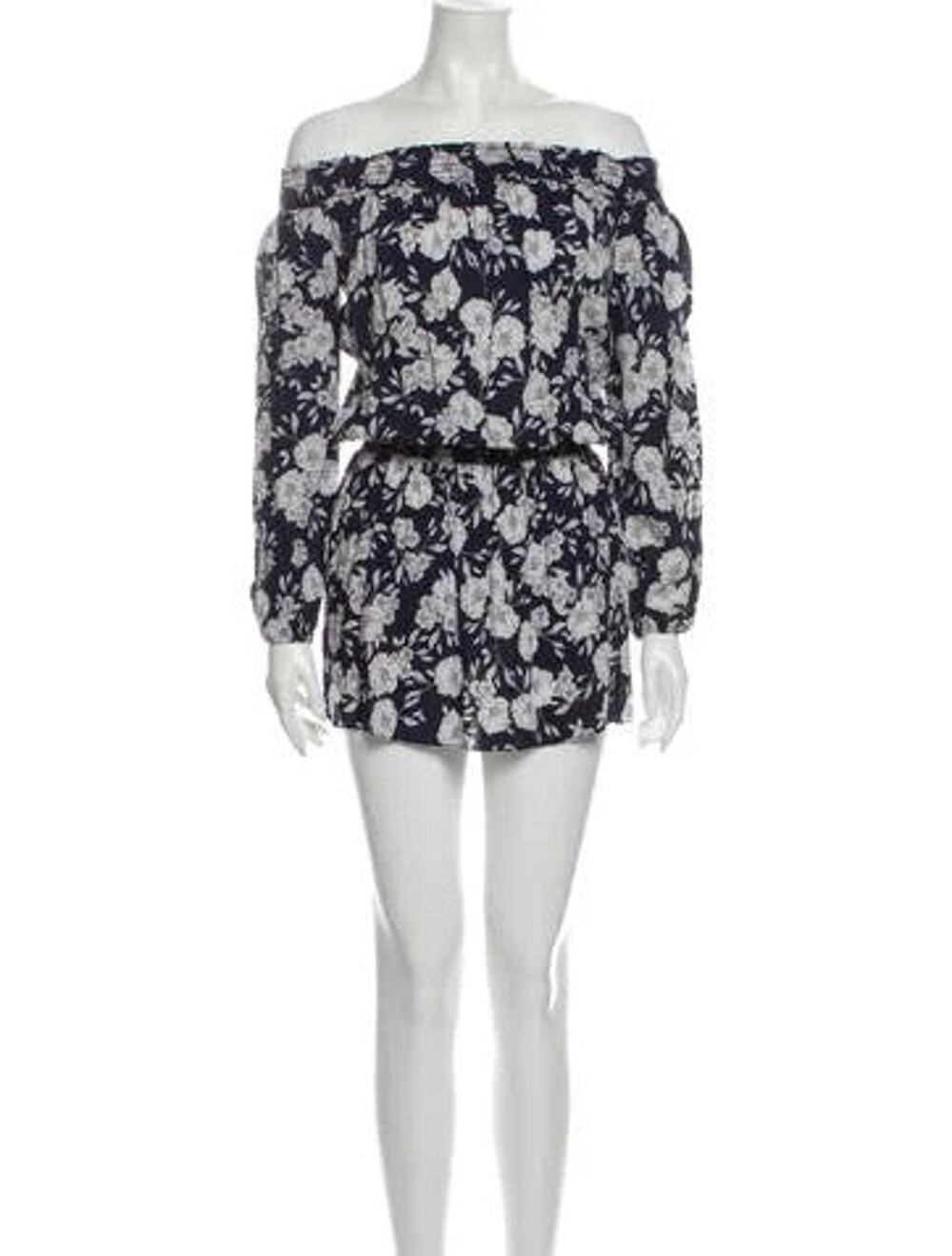 INTERMIX Floral Print Off Shoulder Mini Dress - S